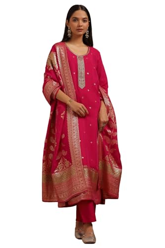 Soch Women's Organza Salwar Suit Set (EWA5CD22250_Fuchsia