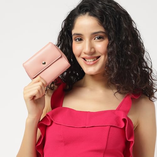 Fastrack Women's Mini Organizer Wallet | Flap Closure, Tri-Fold Design, Zip Coin Pocket, Card & Cash Slots | Compact & Organized | 6 Months Warranty