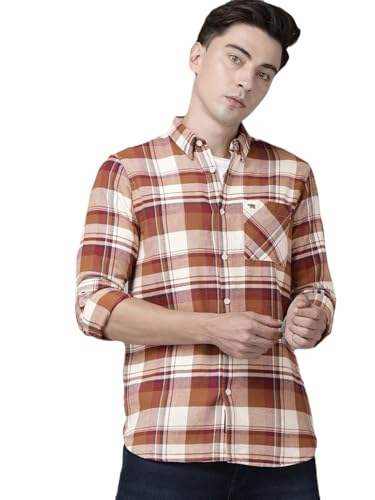 THE BEAR HOUSE Men's Cotton Slim Button-Down Flannel Shirt |Multicolored |3XL |TBH-WACKER-MC-3XL |