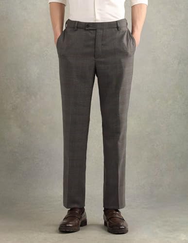 Arrow Men's Checked Tailored Fit Dobby Suit Brown