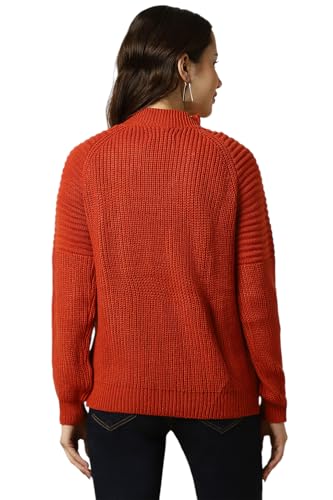 Allen Solly Women's Acrylic Crew Neck Sweater (AHSWCRGFJ94742_Red