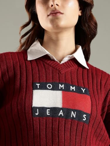 Tommy Hilfiger Regular Fit Polyester V-Neck Pullovers Sweater