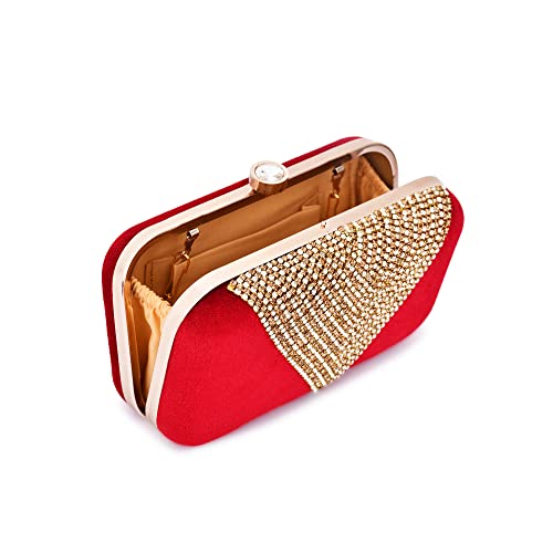 For The Beautiful You Red Embroidered Women's Clutch (410)