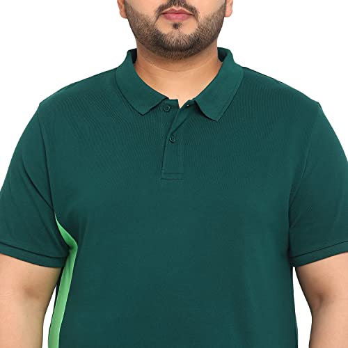 Urbano Plus Men's Green Colour-Block Regular Fit Half Sleeve Cotton Polo T-Shirt (pluspolocbp-015-grnmnt)