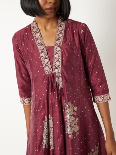 Max Women Foil Print A-line Kurta (Red_XL)