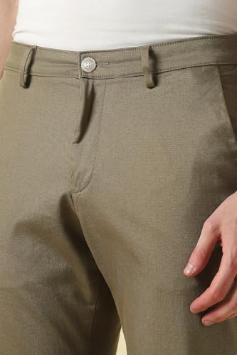Men Khaki Textured Casual Trousers