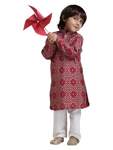 Manyavar Boys Viscose Blend Printed Kurta Churidar Set (2pcs)(3-4 years)