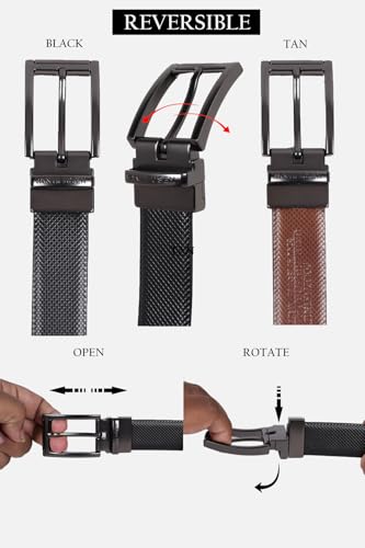 Men Black Textured Formal Belt