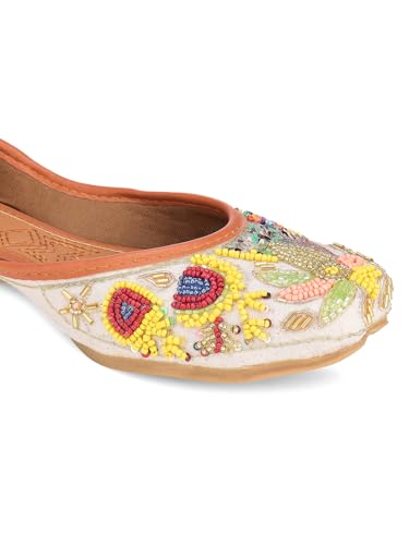 DESI COLOUR Women Embellished MultiColour Punjabi Jutti (Multi, UK Footwear Size System, Adult, Women, Numeric, Medium, 5)
