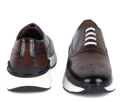 LOUIS STITCH Men's American Tan Sneakers Shoes Casual Sneaker for Men Patina Finish Cushion Sole Breathable Inner (SNK-BG) (Size- 7 UK)