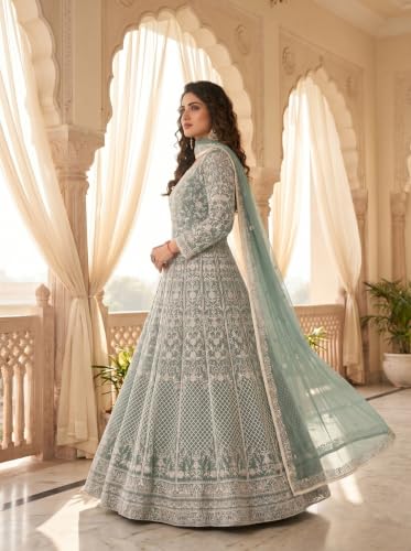 RUDRAPRAYAG Net And Santoon Anarkali Gown for Women | Semi Stitched Embroidered Gown for Women 2026 | Long Gown | Gown in Clothing & Accessories