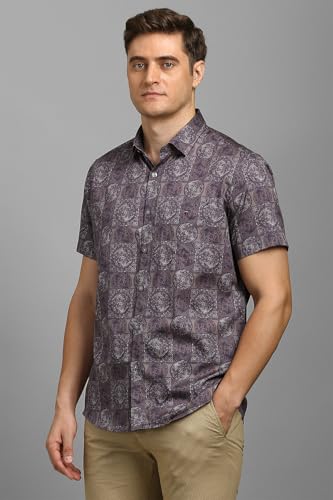 Louis Philippe Men Purple Print Half Sleeves Casual Shirt
