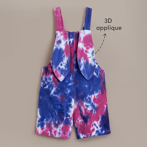 Hopscotch Girls Short Sleeves Multi Tie & Dye Print Overall Set For Ages (10-12 Years)