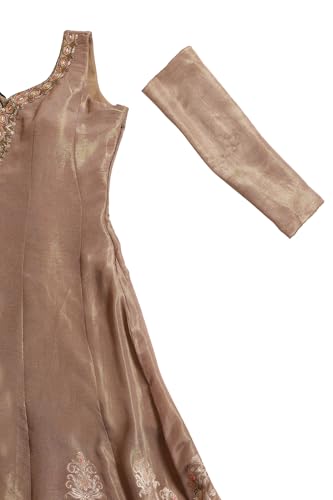 Soch Womens Beige Tissue Ethnic Motifs Salwar Suit With Cutdana