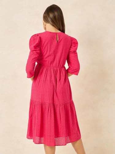 Styli Women's Cotton A-Line Midi (7007604448_Dark Pink_M)