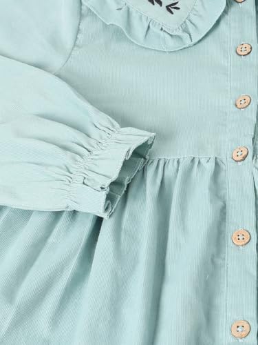 Max Girls Embroidered Collar Dress(Green_2-3 Y)