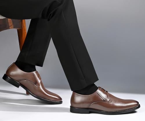 LOUIS STITCH Men’s Russet Tan Formal Lace-Up Derby Shoes | Formal Lace-Up Shoes for Men | Business & Occasion Wear | LSVSPL-2 |UK-10