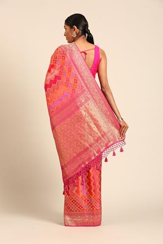 MOHEY Women's Rani Art Silk Embroidered Saree (Rani)