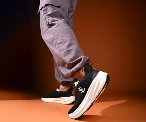 LOUIS STITCH Egyptian Black Men’s Lightweight Athleisure Sport Shoes | Ultra Cushioned Sole | Casual Lace-Up Sneaker and Athleisure Wear | Perfect for Casual, Gym & Travel Wear | LS-AT-FS02 | UK-7