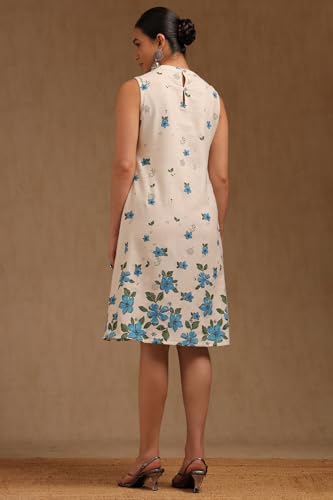 Soch Womens Off White Cotton Floral Print Dress