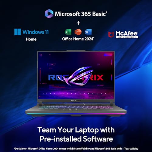 ASUS ROG Strix G16,Smartchoice, AMD Ryzen 9 8940HX, Gaming Laptop(RTX 5050-8GB/16GB RAM/1TB SSD/FHD+/16"/165Hz/90Whr/Windows 11/M365 Basic (1Year)*/Office Home 2024/Eclipse Gray/2.5 Kg) G614PH-RV033WS