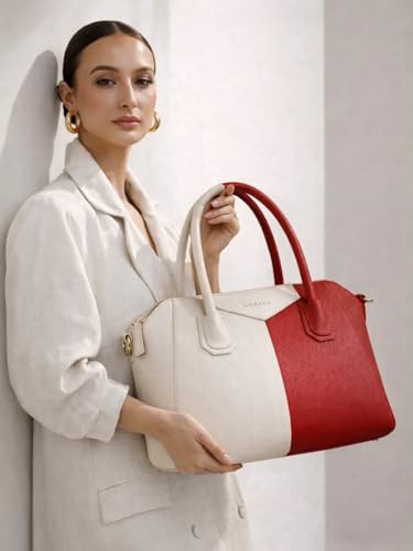 GABAYA Verisse Vegan Leather Handbag for Women | Dual Tone Structured Top Handle Bag | Stylish Designer Purse for Office, Party & Daily Use