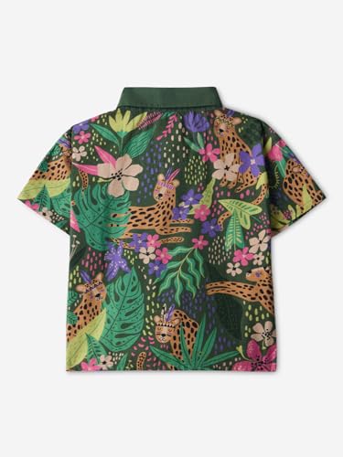 The Souled Store Rainforest Girls Short Sleeves Collared Neck Button Front Green All Over Printed Cotton Shirts (2-8 Yrs)