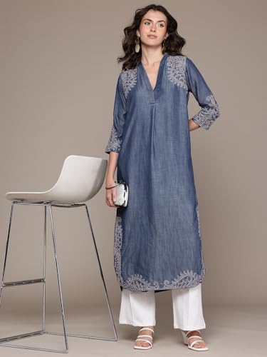 Ritu Kumar Blue Tencel Denim Kurta