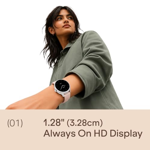 boAt Lunar Connect 2 with 1.28" (3.25 cm) HD Display, Metallic Design, HR, SpO2 & Sleep Tracking, Bluetooth Calling, Emergency SOS, Smart Watch for Men & Women (Cherry Blossom)