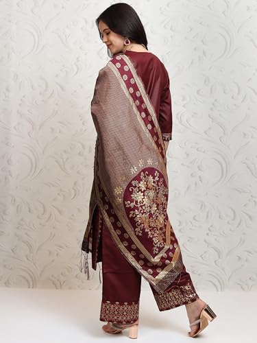 Vishudh Women V NECK Ethnic Set PVK3000085 Brown S