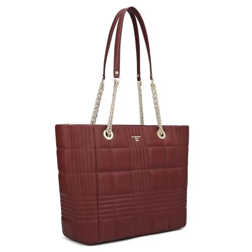 Da Milano Leather Tote Bag for Women - Maroon