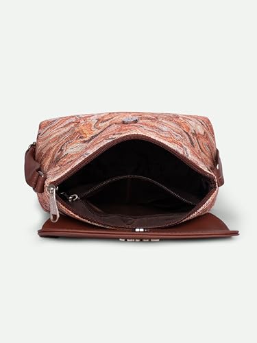ZOUK Nicobar Coral Abstract Printed Women’s Jute Sling Bag | Handcrafted Vegan Leather Multicolor Flap Shoulder Bag