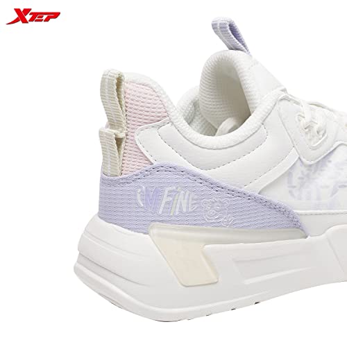 XTEP Women's White Blue Pink Synthetic Leather Multi Colour Skateboarding Shoes (2 UK)