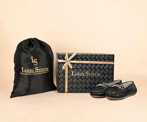 LOUIS STITCH Women's Black Premium Slip-On Loafers with Buckle | Elegant Solid Slip-On Comfort Shoes for Casual and Formal Wear | Slip-On Loafer Shoes for Women | LSLD-BLR-HS02-JB | UK-8