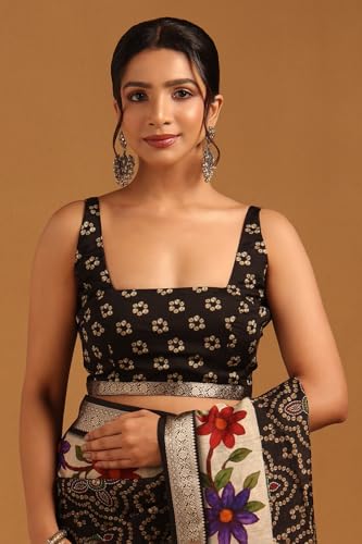 Soch Womens Black Poly Viscose Bandhani Saree