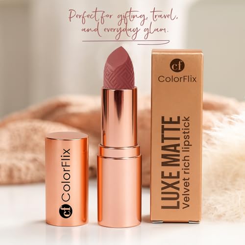 ColorFlix Luxe Matte Lipstick Rich Velvet Finish, High Pigment, Long Lasting, Lightweight- Nude Brown,3.5g