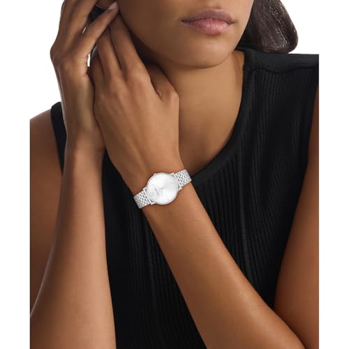 Calvin Klein Luxe Qtz Basic Slim Silver White Round Dial Silver Bracelet Watch for Women- 25100169