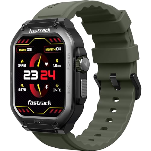 Fastrack Active Pro Rugged Smartwatch with 1.85" AMOLED Display with AOD|SingleSync BT Calling|Functional Crown|100+ Sports Modes|AI Coach|Auto Sport Recognition|AI Voice Assistant|24x7 Health Suite