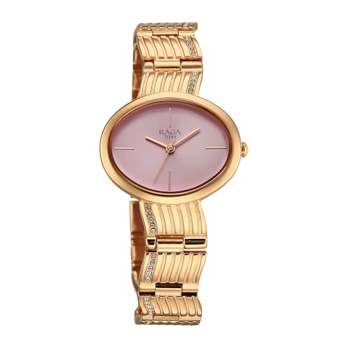 Titan Raga Glimmers Quartz Pink Shaped Dial Women's Watch | Water Resistant Watch | Watches for Women Analog - 95362WM01