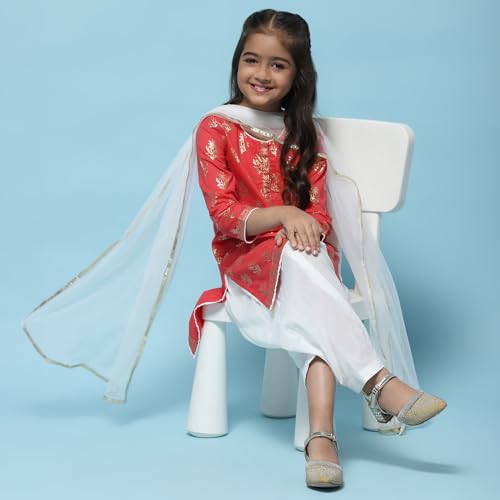 Biba Girls Cotton PRINTED STRAIGHT Suit Set (KWCOLOR IMPRINTS2953E_RED_3), 2-3 Years