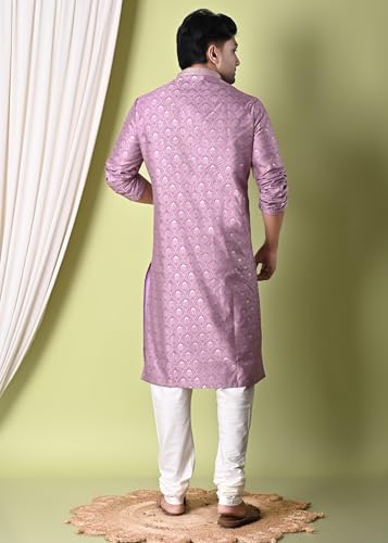 sajindia Men’s Traditional Kurta | Elegant Ethnic Wear for Men | Comfortable Fabric | Festivals, Weddings & Celebrations | Style 228 Pink