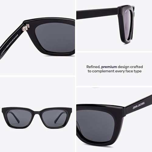 John Jacobs | Full Rim Cat Eye Stylish & Premium UV Protected Sunglasses | Acetate Lines | Polarized and 100% UV Protected | Women | Extra Wide | JJ S17340