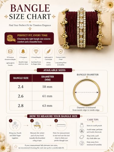 EA'S ACCESSORIZE Traditional Bangle Set for Women | 18 Aluminium with 2 Kashmiri Bangles & 1 Big Ghungaroo Bangle | Lightweight Ethnic Bangles for Wedding Festive 2.8