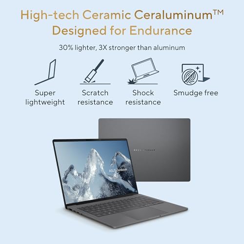 ASUS Zenbook A14 (2026),Snapdragon X2 Elite,NPU Upto 80TOPS,Qualcomm Adreno iGPU,16GB RAM,512GB SSD,FHD+ OLED, 14"(35.5 cm),Win 11,M365 Basic(1Y),Office 24,Iceland Gray,0.99 Kg,UX3407NA-QD226WS,AI PC