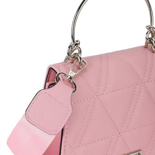 Fastrack Quilted pink Sling Bag for Women | Lightweight Crossbody with Adjustable Webbing Strap, Button Closure & Clean Stitch Detail | Everyday Carry for Casual Outings & Coffee Runs
