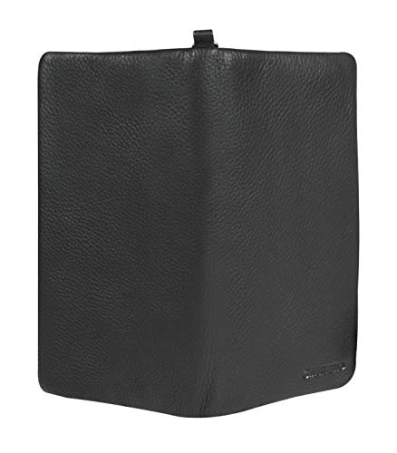 Calfnero Women's Genuine Leather Travel Wallet-Long Purse Wallet with Multiple Card Slots, Zip Pocket and Note Compartment (Black)