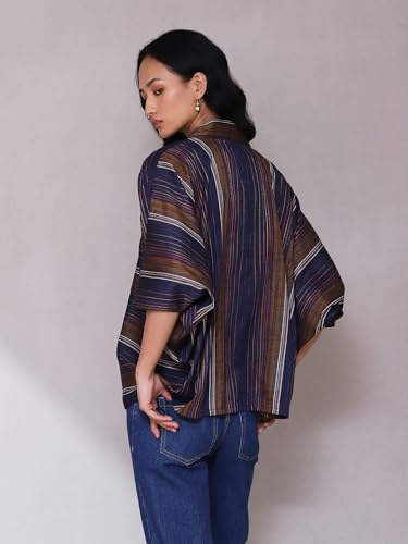 Aarke Ritu Kumar Dark Blue Yarn Dyed Shrug