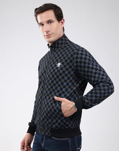Monte Carlo Men's Regular Fit Sweatshirt | Solid Pattern | Zip Closure with Full Sleeve Band Neck | Zipper Sweatshirt for Men Black 3XL (Pack of_1)