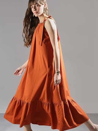 VERO MODA Women's A-Line Brown Dress