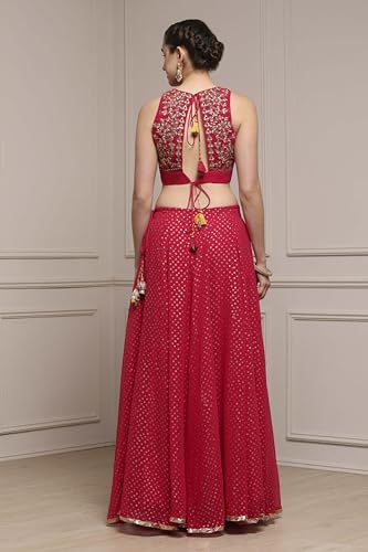 Biba Women's Polyester Lehenga Set (SKDFUSN30840AW25FUS_Fuchsia_38)